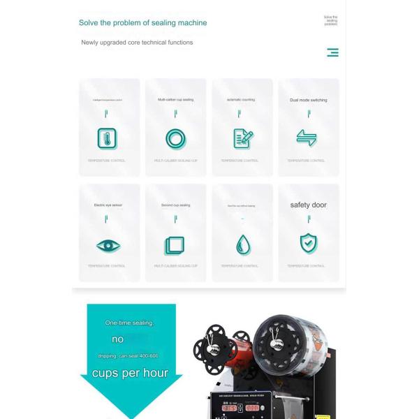 Production Capacity 400-600 Cups/H Electric Cup Sealing Machine for Bubble Tea Sealing