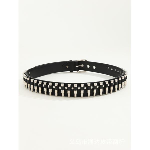 Ordinary Style 2-4cm Men's Western Punk Rivet Belt with Smooth Buckle Pant Decoration