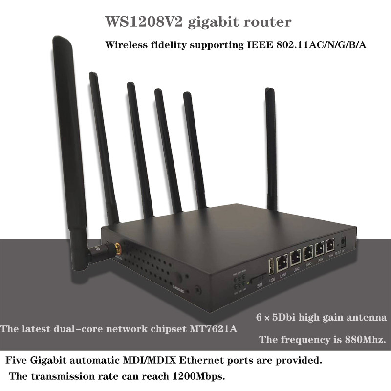 Двойной порт гигабита WAN/LAN маршрутизатора 1200Mbps диапазона 4g Lte 5ghz Wifi