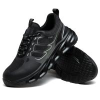 BOA Botón giratorio zapatos de trabajo TPU de punto de vuelo zapatos de seguridad industriales negros con suela media de Kevlar y suela EVA anti-rompe