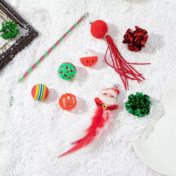 Plastic Pet Toys 10 Pack Cat Toy Sets Sustainable Christmas Stockings