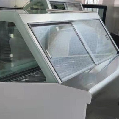 Square Glass Ice Cream Showcase Freezer 20 Pans Fan Cooling Type 1730*1068*1250mm