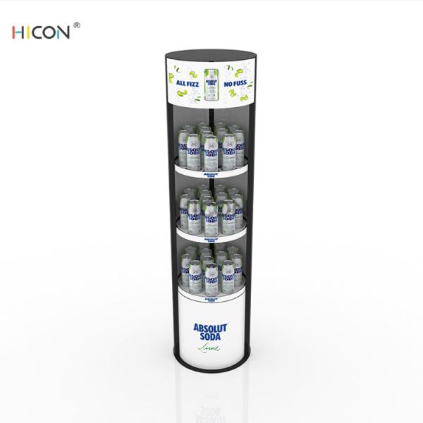 3-Tiers White Graphics Beverage Kiosk Displays Shelf Design
