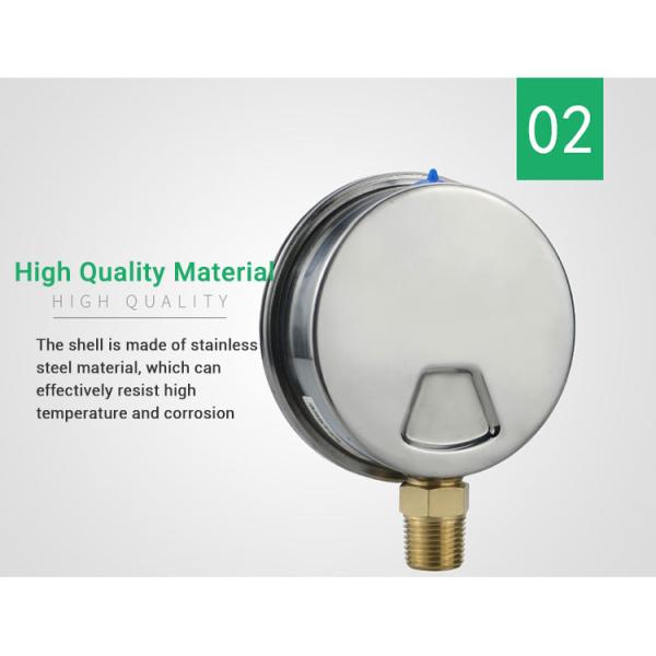 100mm NPT1/2 Brass Connection Pressure Gauge with Stainless Steel Housing OEM Support
