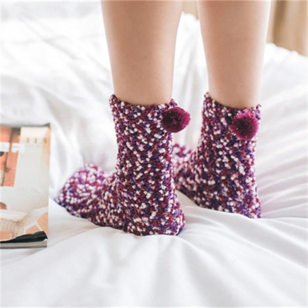 Multicolor Funny Cute Daily Winter Floor Socks for Ladies Coral Fleece Women Socks