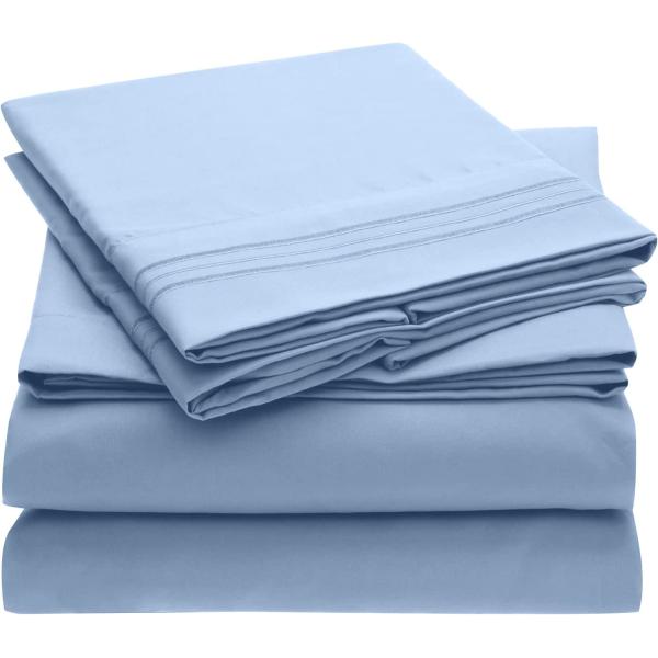 Solid Pattern Luxury 1800 Bedding Sheets Pillowcases Extra Soft Cooling Bed Sheets