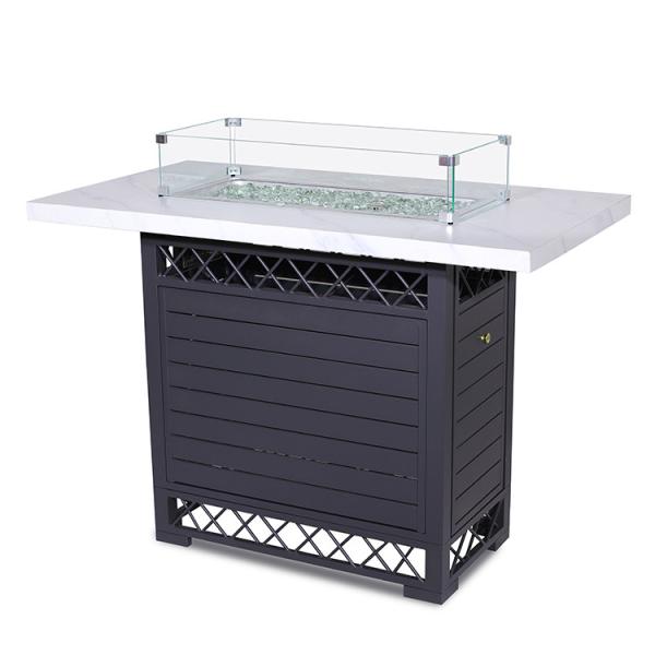 Rectangle Outdoor Propane Fire Pit Table 30 Inch 55000 BTU Square Rattan Gas Firepits