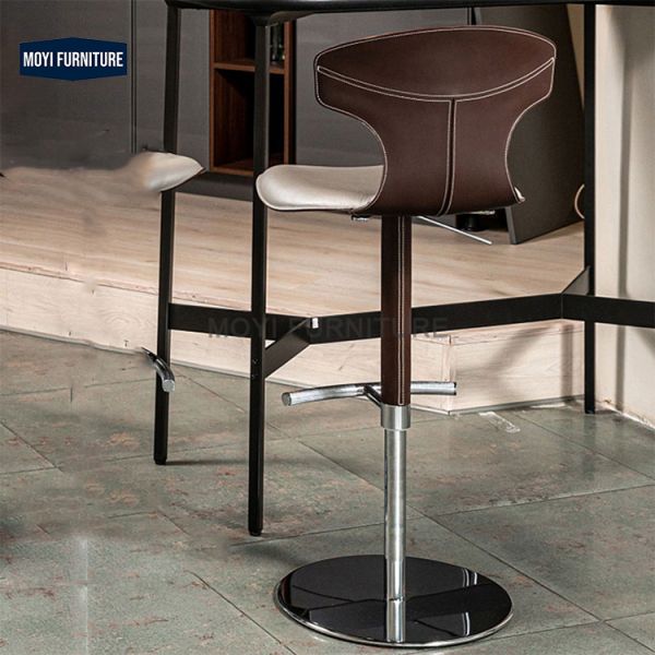 Commercial Furniture Stainless Steel Base Luxury Lift Bar Chair for KTV Home Kitchen Island Modern Rotating Leather Stools
