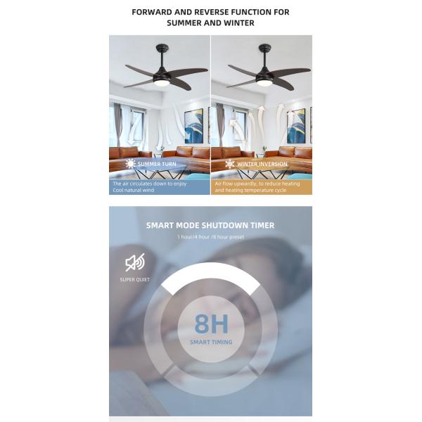 3000-5000K 50000Hour Iron Plywood Metal Blade Ceiling Fan Lamp Energy Saving