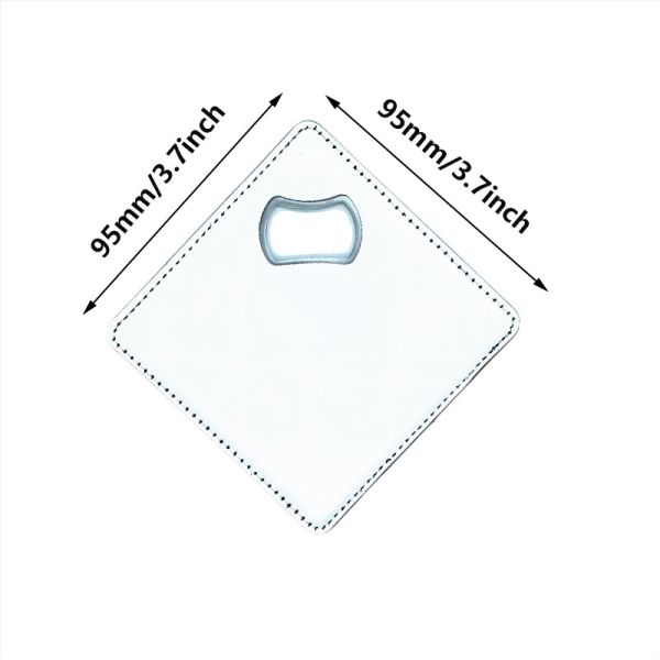Eco-Friendly Double-Sided Stainless Steel PU Leather Bottle Opener Sublimation Blanks