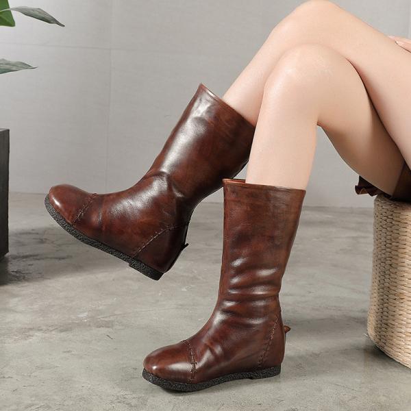 S237 Warm genuine leather handmade women's shoes thickened woolen cotton shoes fashion long tube women's boots batch