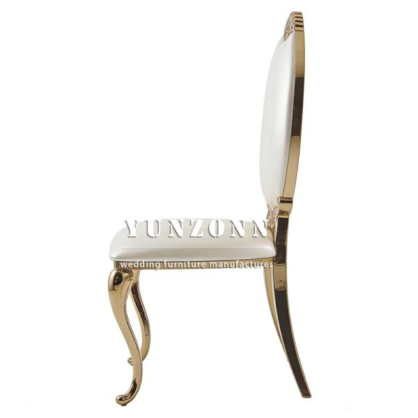 Furniture Factory Direct Sales of Stainless Steel Gold-plated Classic-style High-back Chairs Suitable for Weddings and Banquets