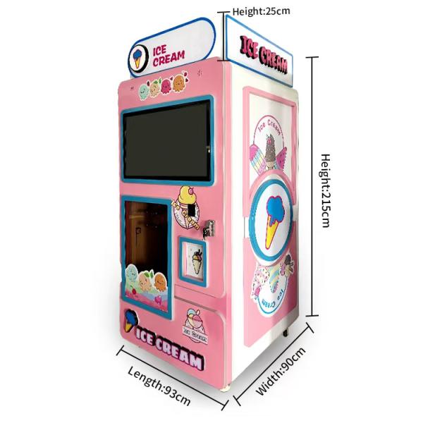 Professional Automatic Soft Serve Ice Cream Vending Machine with Cup Volume 80-100g and Machine Size 900x900x2260mm