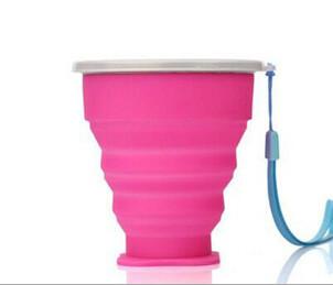 Outdoor Travel Silicone Foldable Cup / Silicone Collapsible Cup With Lid Folding Size 3*8 Cm