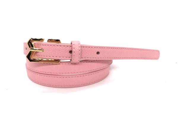 90-110cm Length Pink Skinny Women's Fashion Leather Belts With  M Shape Zinc Alloy Pin Buckle