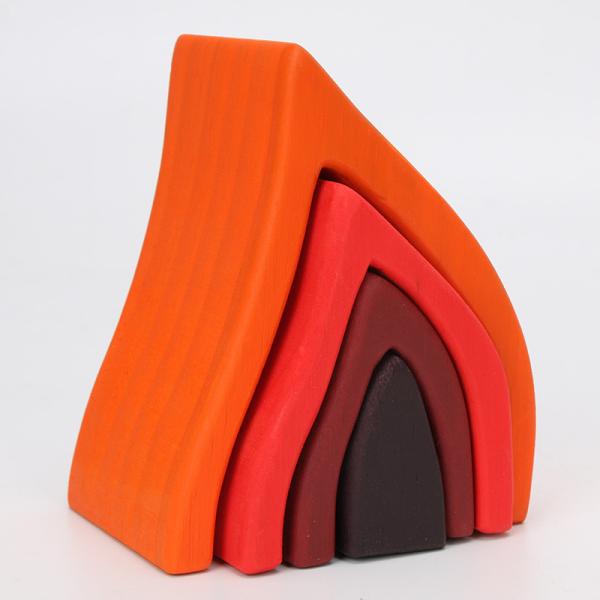 Blocs constitutifs en bois Toy Creative Educational d'arc-en-ciel de Brown 18cm