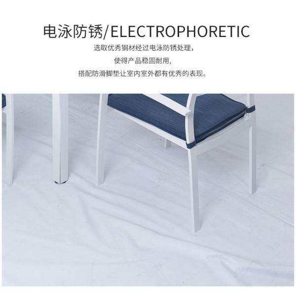 Modern Garden Furniture Dining Table Set with 6 Seater Wood Table and Metal Chairs