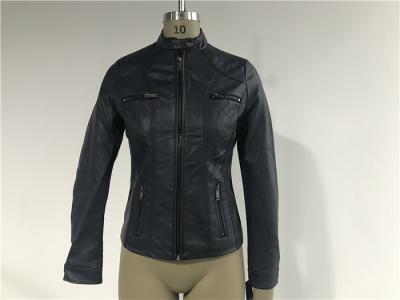 Ink Upstyled Ladies Faux Leather Jacket Triple Needle Topstitching Tw77491