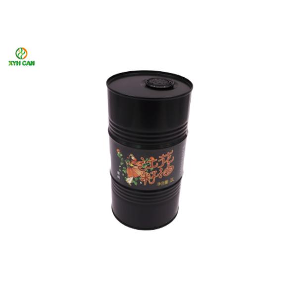 Olive Oil Tin Cans 0.19mm Tinplate CMYK 4C Round Metal Cans for 1L Safflower Oil Tin Jars