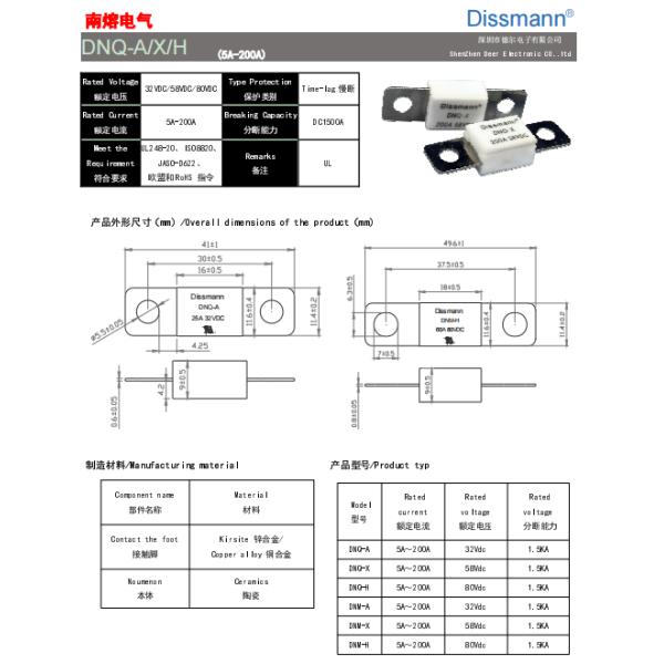 Электрическая деревянная раковина плавкий патрон 200 Amp, взрыватель отставания по времени болта 58VDC