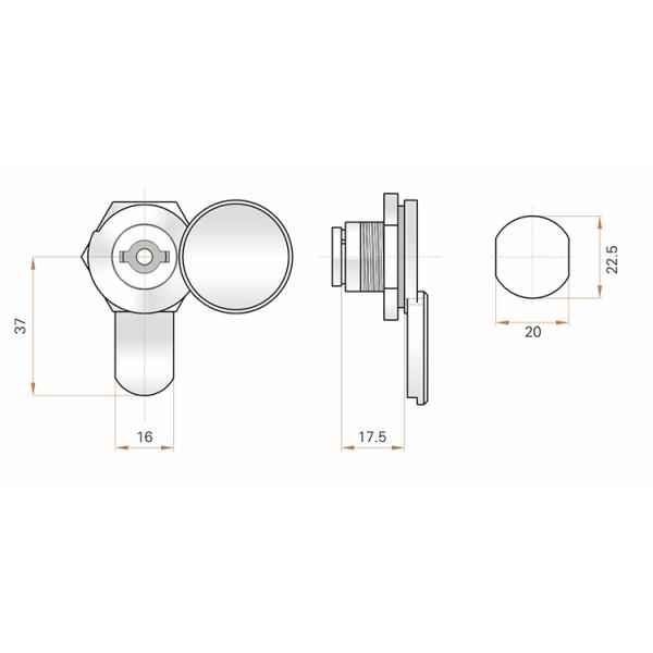 Zinc Alloy Metal Cabinet Quarter Turn Cam Lock With Protective Cover Dust Cover