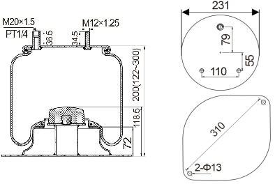 Air Suspension Bellow Assembly for Mitsubishi Fuso Truck Neotec 013-00500, MK469799