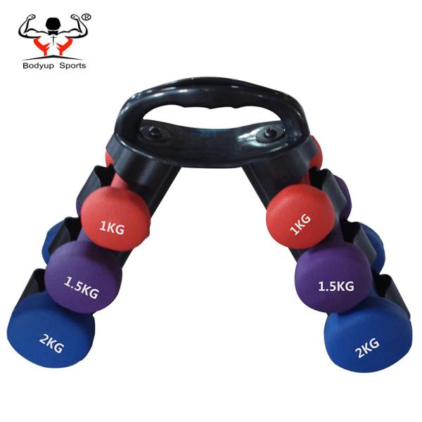6pcs Dumbbell Set With Rack , PVC Home Gym Dumbbells Customized Size
