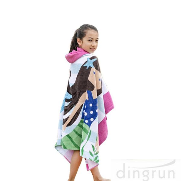 100 % Cotton Softest Children's Towelling Ponchos Quick Dry For Beach Pool