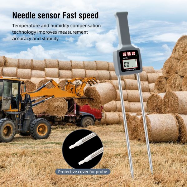 TK100H Portable Digital Hay Moisture Meter with High Precision and Stainless Steel Construction for Agriculture and Industrial Use