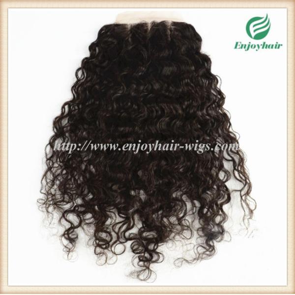 Lace top closure 5''x5'' ,brazilian virgin hair natural color loose curly 10''-24''length