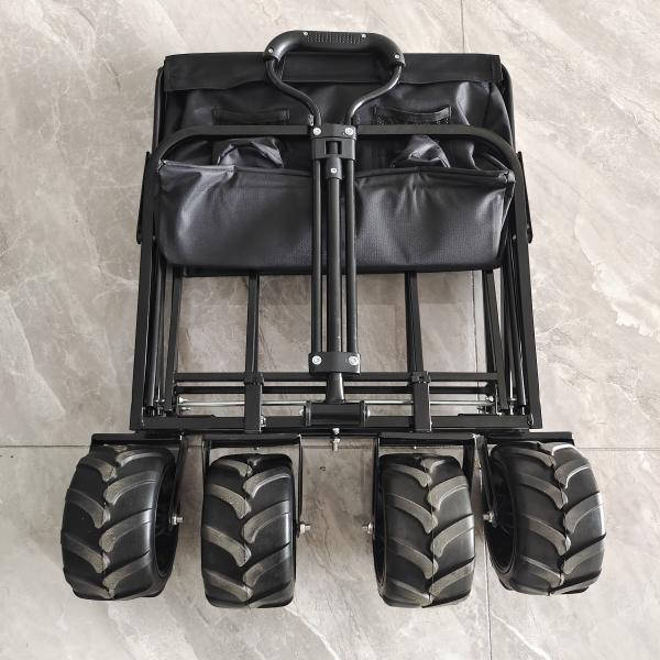 Outdoor Camping Collapsible Wagon Cart Four Wide Wheels Steel Body Structure