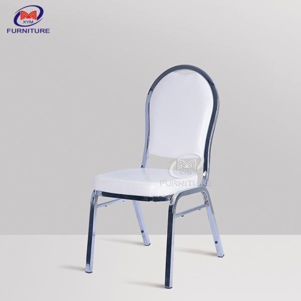 Electroplate Silver White Hotel Banquet Chair Stackable Conference Halls Chair