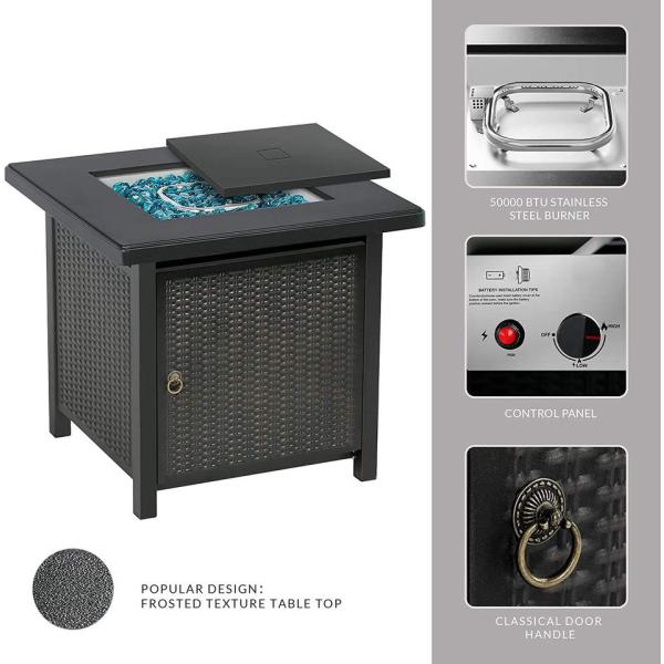 Crater Rectangle Tabletop Fire Pit 28 Inch Steel With Cover Lid