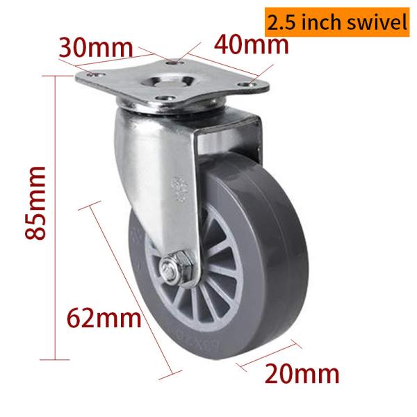 Industrial Swivel Casters 2.5 Inch 62mm Small Caster Wheels For Furniture