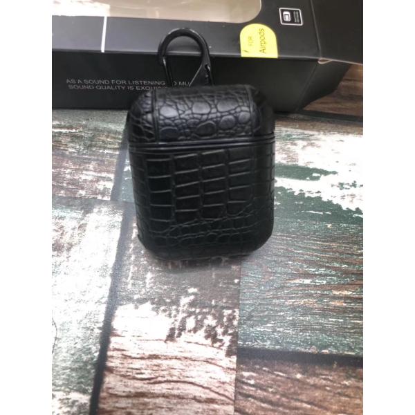 OEM Crocodile Pattern Real Leather Earphones Case Protective Headphones Cover for Airpod 2