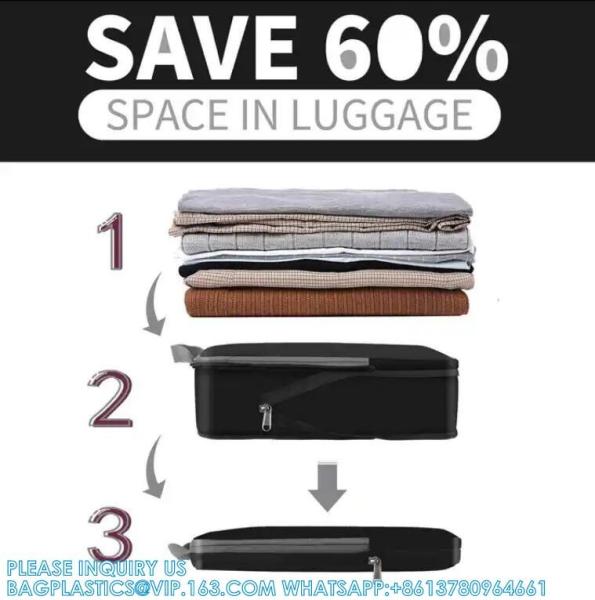 Compression Packing Cubes Luggage Organizer With Double Zipper Travel Portable Storage Bag Washable Space Saver