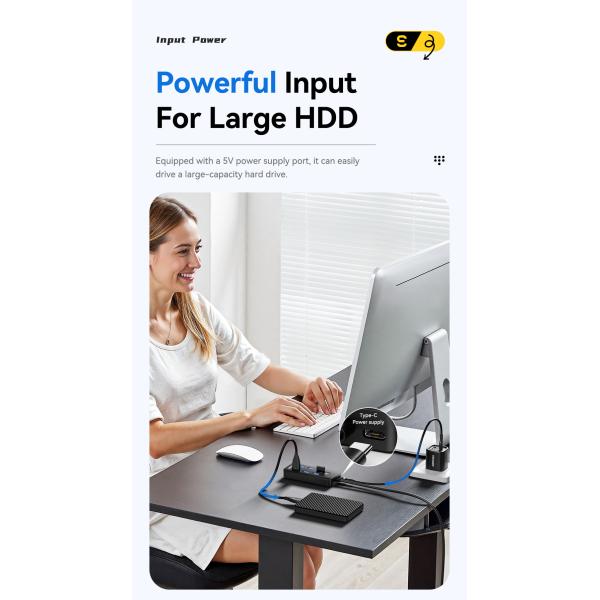 Essager ES-HB04 7-Port USB 3.0 Hub for Laptop PC 5Gbps Data Transfer