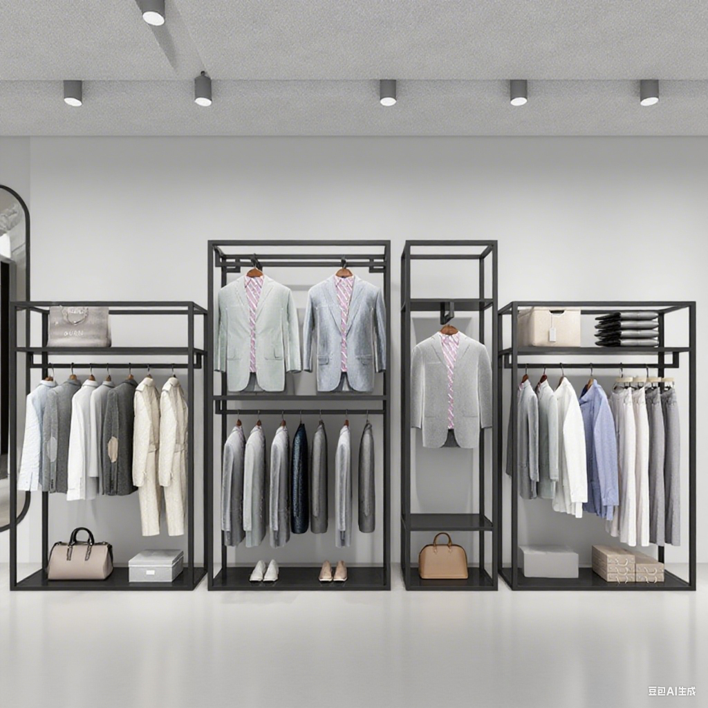 HOT Sales Black Modern Double Tier Aluminum Durable Space-Saving Clothing Stand Display Organizer Rack 5-10kg Load Capacity
