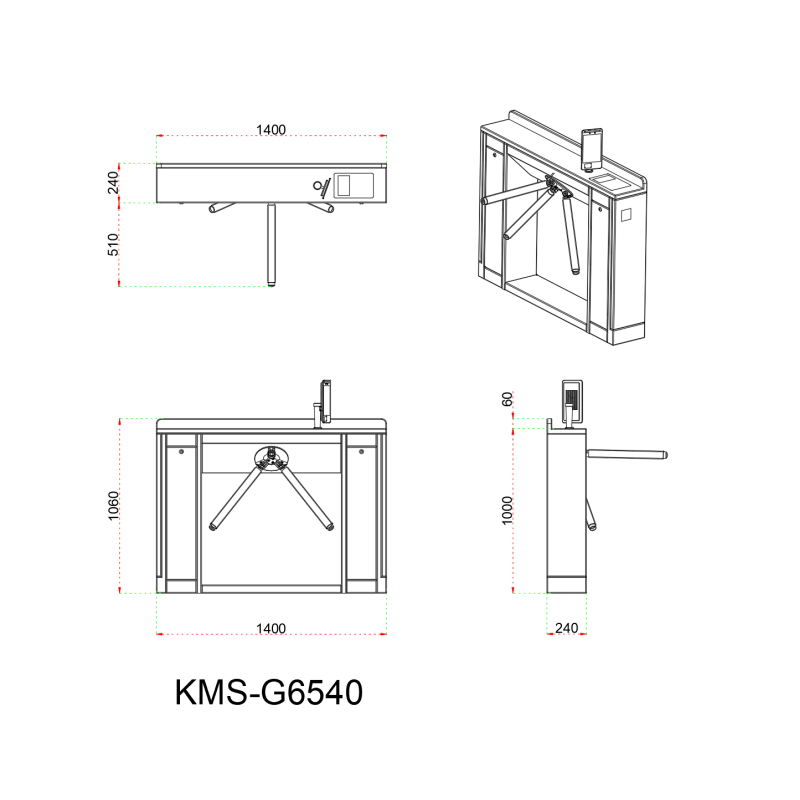 Waterproof & Rustproof 304 Stainless Steel Tripod Turnstile with RFID Card & NFC Recognition for Swimming Pool Access