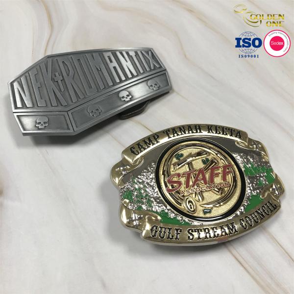 Gold Plated Belt Western Cowboy Buckles Unique Engraved Name Clip For Men
