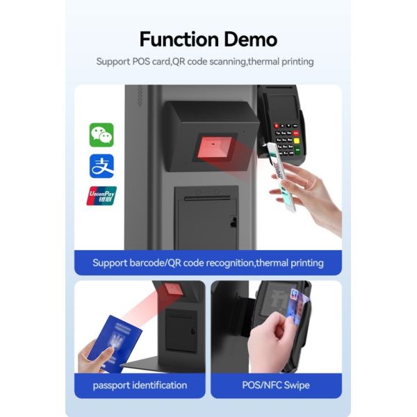 23.8 Inch Restaurant Self Service Kiosk with NFC POS Terminal LCD Android Touch Screen for Payment Self-Ordering Terminal