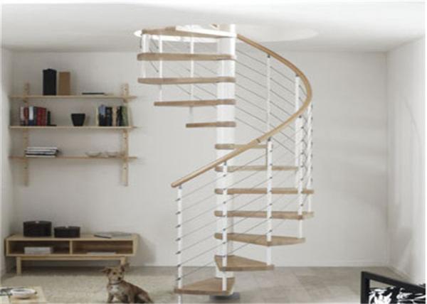 Contemporary Loft Spiral Staircase , Steel And Wood Prefabricated Spiral Staircases
