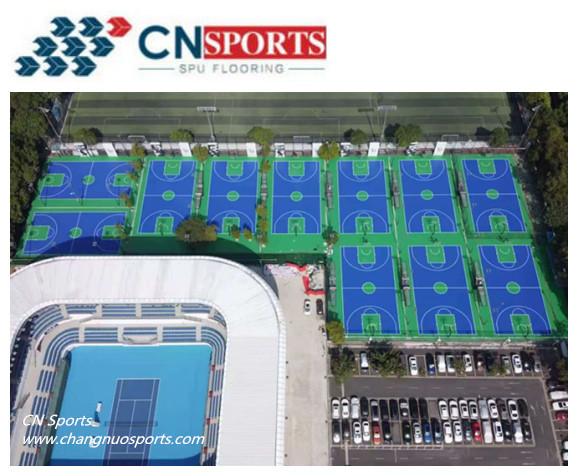 Blue Seamless Polyurethane Sports Floors Shock Absorption
