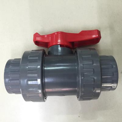 Válvula de bola preta da união do dobro do vermelho DN20 UPVC
