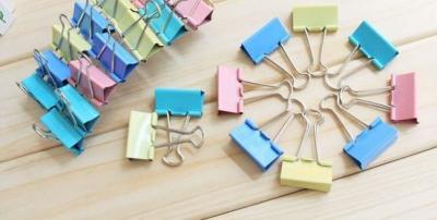 Multicolored Binder Clips,19mm Wide/22mm length handle/40 per Box