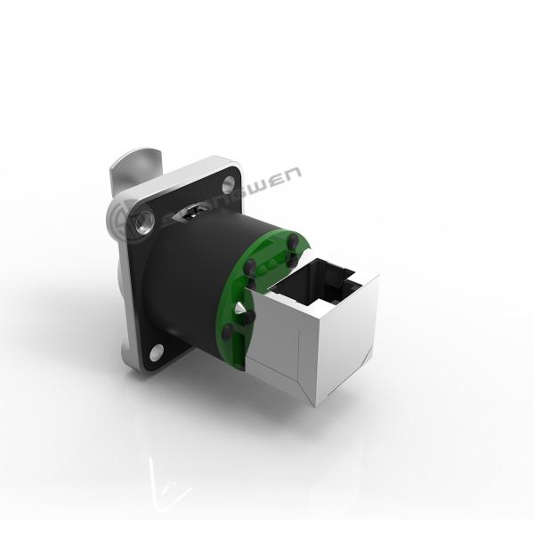 Conector de chasis Ethernet RJ45 de 8 pines para uso interior IP44 PA66 Conector angular para conector de señal de aviación