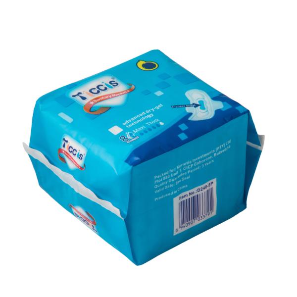 Пусковые площадки санитарного полотенца женщин дневного времени с гигроскопической ватой крыльев над листом