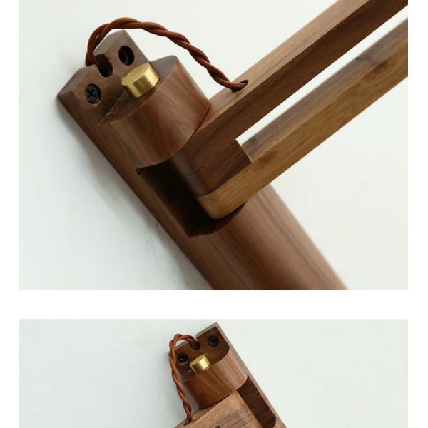Retro Folding Wall Lamp Retractable Walnut Solid Wood Wall Lamp (WH-VR-159)