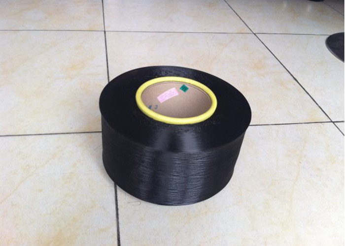 75D / 36F Dope Dyed Black Polyester Spun Yarn SD Mexico Market For Woven Label
