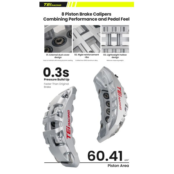 TEI SR8 8 Piston Split Forged Caliper  Carbon Ceramic Disc Big Brake Kit for Ford Explorer ST 2020 2021 2022